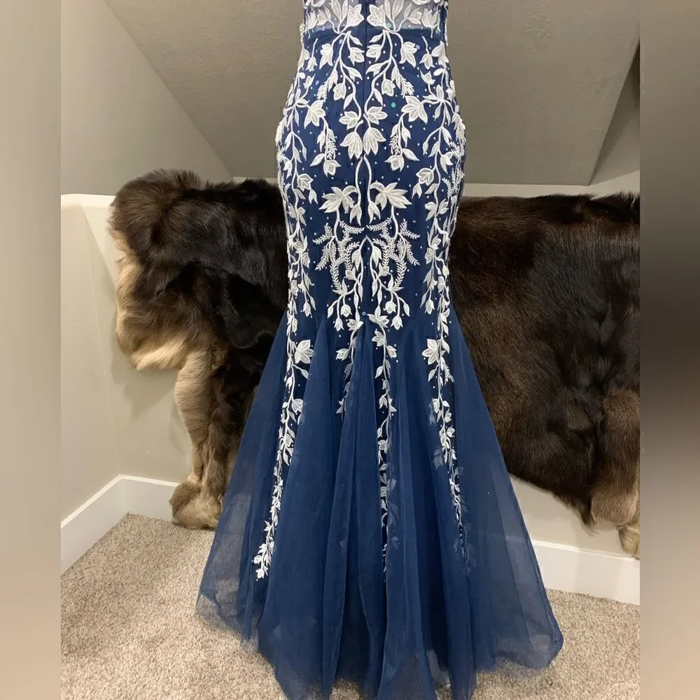 Custom Made Embroidered Lace and Exquisite Beaded  & Sequins Mermaid Gown